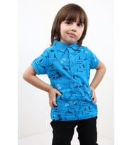 Toontoy Erkek Çocuk Komple Desenli Tişört (Saks)