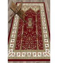 EVDEYA Dijital Baskılı Yıkanabilir Klasik Desenli Namazlık Seccade 70x130, SECCADE-30-KAHVERENGİ, (Kırmızı)