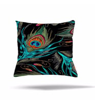 Çiçek Ağaç Kilim Etnik Desen Gizli Fermuarlı Yastık Kılıfı Kırlent Kılıfı Koltuk Yastık Kılıfı  (Siyah-Mavi)