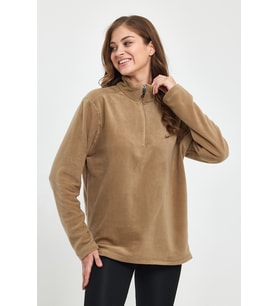 Kadın  Rahat Kalıp Softech Polar Yarım Fermuarlı Sweatshırt spr24pwk20 (Bej)