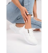 Muggo Asel Garantili Kadın Ortopedik Günlük Bağcıklı Yandan Fermuarlı Rahat Sneaker Spor Ayakkabı