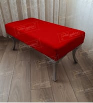 Ayak Ucu Kapı Önü Antre Düz Bench Puf Orta Sehpa Gümüş Ayak 110 cm (Kırmızı)