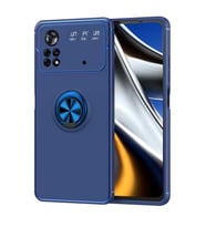 Xiaomi Poco M4 Pro 4G Kılıf Zore Ravel Yüzüklü Silikon Kılıf (Mavi)