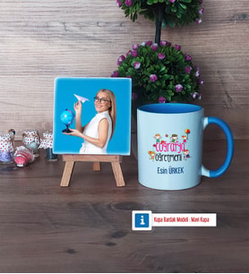 Coğrafya Öğretmeni Fotoğraflı Dekoratif Taş, Kupa Bardak Beyaz Hediye (Model 4)