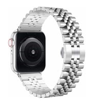Apple Watch 10/11 42mm-38/40/41mm Kordon Şeritli Metal Kordon 36 2/3/4/5/6/se/7/ (Gümüş)