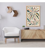 Tekli Ahşap Lamine Çerçeveli Mdf Tablo Pastel Renkli Yapraklar (Ahşap)