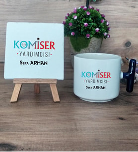 Komiser Yardımcısı Hediye Seti Kupa Bardak T Kulplu ve Dekoratif Taş 10 Nisan Polisler Günü (Model 2)