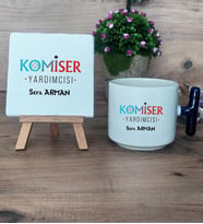 Komiser Yardımcısı Hediye Seti Kupa Bardak T Kulplu ve Dekoratif Taş 10 Nisan Polisler Günü (Model 2)