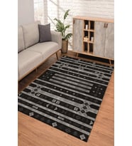 Dijital Kaymaz Taban Yıkanabilir Renkli Salon Halısı Mutfak Halısı Yolluk ND-SD-1115 (Siyah)
