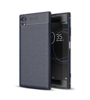 Sony Xperia XA1 Plus Kılıf Zore Niss Deri Desenli Silikon Kılıf (Lacivert)