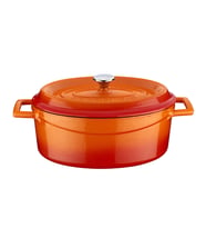 Lava Döküm Oval Tencere. Trendy Serisi Ölçü 21x25cm. (Turuncu)