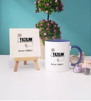 Yazılım Mühendisi Kupa Bardak Lacivert Dekoratif Taş Baskı (Model 1)