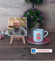 Amcaya Hediye Fotoğraflı Dekoratif Taş, Ahşap Altlıklı Türk Kahvesi Fincanı HediyeBabalar Günü Hediyesi (Model 6)