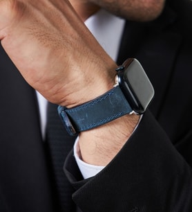 vagave Apple Watch İsme Özel Deri Kordon 2 3 4 5 6 7 42-44-45 mm 9 Renk (Mavi)