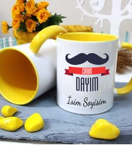Dayı Temalı Kişiye Özel İsim ve Fotoğraf Baskılı Kupa Bardak No:001 (Sarı)