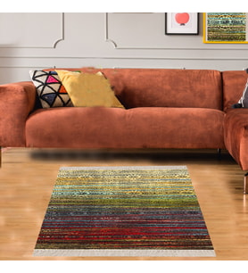 Kilim Desenli Etnik Dijital Baskı Yıkanabilir Kaymaz Taban Modern Salon Halı ve Yolluk (Karışık)
