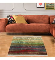 Kilim Desenli Etnik Dijital Baskı Yıkanabilir Kaymaz Taban Modern Salon Halı ve Yolluk (Karışık)
