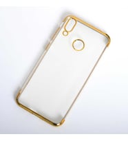 Huawei Honor 8C Köşeleri Renkli Şeffaf Kamera Korumalı Kılıf (Gold)