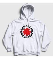 Presmono Unisex Gri Logo Red Hot Chili Peppers Kapüşonlu Sweatshirt 107510tt (Beyaz)