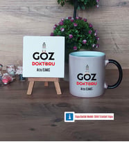Göz Doktoru Dekoratif Taş, Kupa Bardak Kırmızı Hediye (Model 8)
