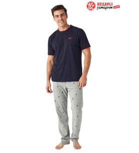 Mod Collection 3410 Erkek Bisiklet Yaka Kısa Kollu Pijama Takım