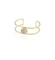Kadir Jewellery 22 Ayar Altın Kaplama Zirkon Taşlı Ayarlanabilir Vintage Bilezik (Gri)