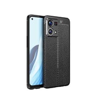 Oppo Reno 7 4G Kılıf Zore Niss Deri Desenli Silikon Kılıf (Siyah)