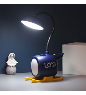 Masa Üstü Uçak Tasarımlı Kalemlik Telefon Tutacağı Led Lamba (Mavi)