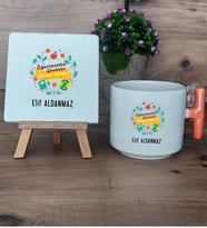 Öğretmenler Günü Hediyesi Hediye Seti Kupa Bardak T Kulplu ve Dekoratif Taş Öğretmenler Günü Hediyesi (Model 7)