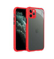 Uyumlu Model Apple iPhone 11 Pro Kılıf Kenar Renkli Sararmaz Şeffaf Kapak (Kırmızı)