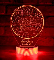 Kişiye Özel Burç Simgeli Gökyüzü Haritası, 3D LED Lamba (Kırmızı)