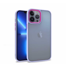 Apple iPhone 13 Pro Max Kılıf Flora Buton,Kenar Çevresi Renkli (Lila)
