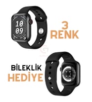 Watch 9 Mini Özel Hediye Paketli 3 Kordonlu Bileklik Hediyeli Amoled Ekranlı Akıllı Saat - HEDİYE KUTULU (Siyah)