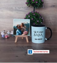 Babaya Hediye Fotoğraflı Dekoratif Taş, Kupa Bardak Beyaz Hediye (Model 11)