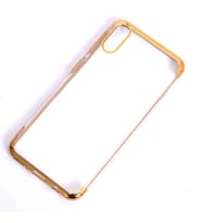 Galaxy M10 Kılıf İnce Köşeleri Renkli Şeffaf Silikon (Gold)