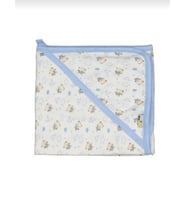 MİLAYS Bebek Tek Kat Kapşonlu Penye Battaniye Kundak 80x90 Cm (Mavi)