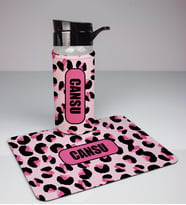 Kişiye Özel Kamuflaj Tasarım Cam Matara Ve Mousepad Ofis Seti 94377 (Pembe)