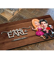 BK Gift Kişiye Özel Sevgililer Karikatürlü Kabartma Figürlü Ahşap Tablo, Duvar Dekoru, Arkadaşa Hediye, Özel Tasarım Ev Hediyesi-9 (Ceviz)