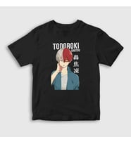 Presmono Unisex Çocuk Kırmızı Shotou Anime Boku No Hero Academia T-Shirt 129042tt (Siyah)