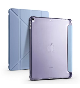 Apple  iPad Pro 10.5 (7.Nesil) Kılıf Kalem Bölmeli Standlı Ön Arka Tam Koruma Katlanabilir Uyku Modlu Kılıf Tri Folding (Mavi)