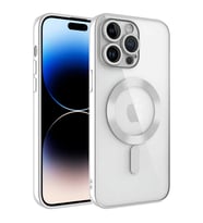 Apple iPhone 11 PRO MAX Kılıf Kamera Lens Korumalı Renkli Magsafe Şeffaf Silikon (Gümüş)
