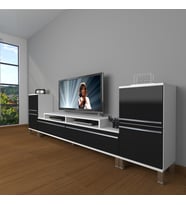 Decoraktiv Ekoflex On2 Mdf Krom Ayaklı Tv Ünitesi Tv Sehpası (Beyaz-Siyah)