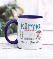 Kimya Öğretmeni Tasarımlı Kişiye Özel Kupa Bardak (Lacivert)