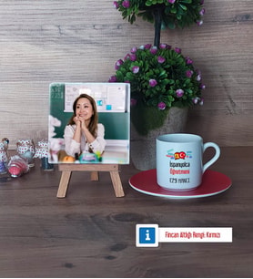 İspanyolca Öğretmeni Fotoğraflı Dekoratif Taş, Ahşap Altlıklı Türk Kahvesi Fincanı HediyeÖğretmenler Günü Hediyesi (Model 3)