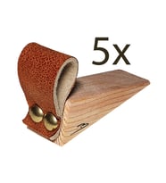 Barış Dizayn Premium 5 Renk 6 seçenekli Deri Kapı süslü altlığı kapı stoperi stopper kapı durdurucu (5li paket) (Taba)