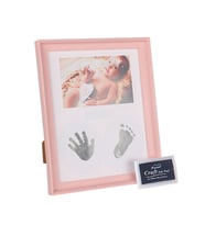 Bebek El ve Ayak İzi Fotoğraf Çerçevesi - 22x27cm-baskı dahil (Pembe)