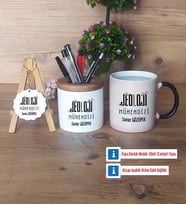 Jeoloji Mühendisi Hediye Sepeti Kalemlik, Kupa Bardak Sihirli, Ahşap Anahtarlık Hediye (Model 1)