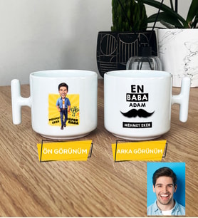 Kişiye Özel Karikatürlü Baba Hediye T Kupa Bardak Babaya Babalar Günü Doğum Günü Hediyesi (Beyaz)