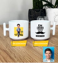 Kişiye Özel Karikatürlü Baba Hediye T Kupa Bardak Babaya Babalar Günü Doğum Günü Hediyesi (Beyaz)