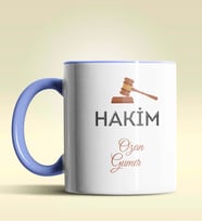 Kişiye Özel Hakim 3 Tasarımlı Turuncu Kupa Bardak (Mavi)